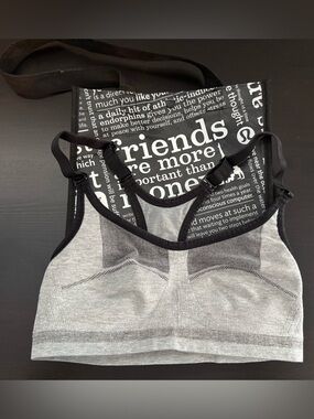 Lululemon Gray and Black Reversible Seamless‎ Sports Bra